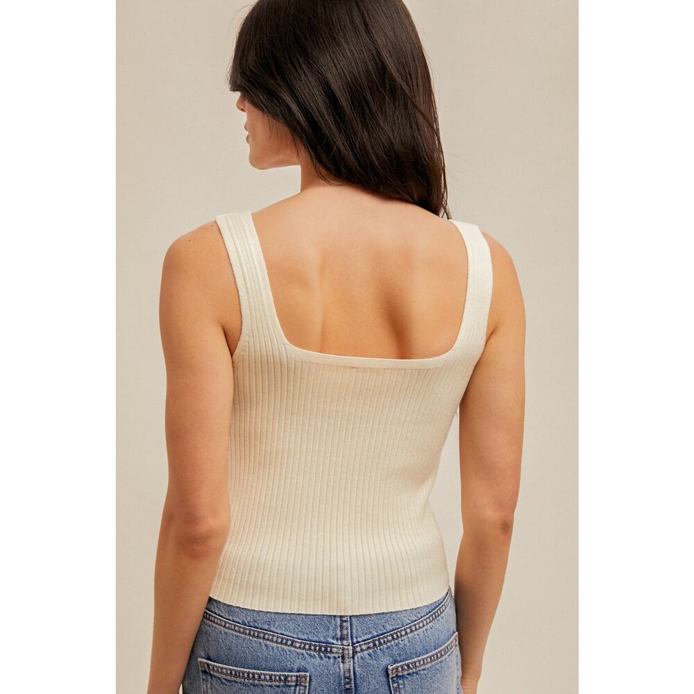 Floral Embroidered Ribbed Tank Top - Picture 3 of 3